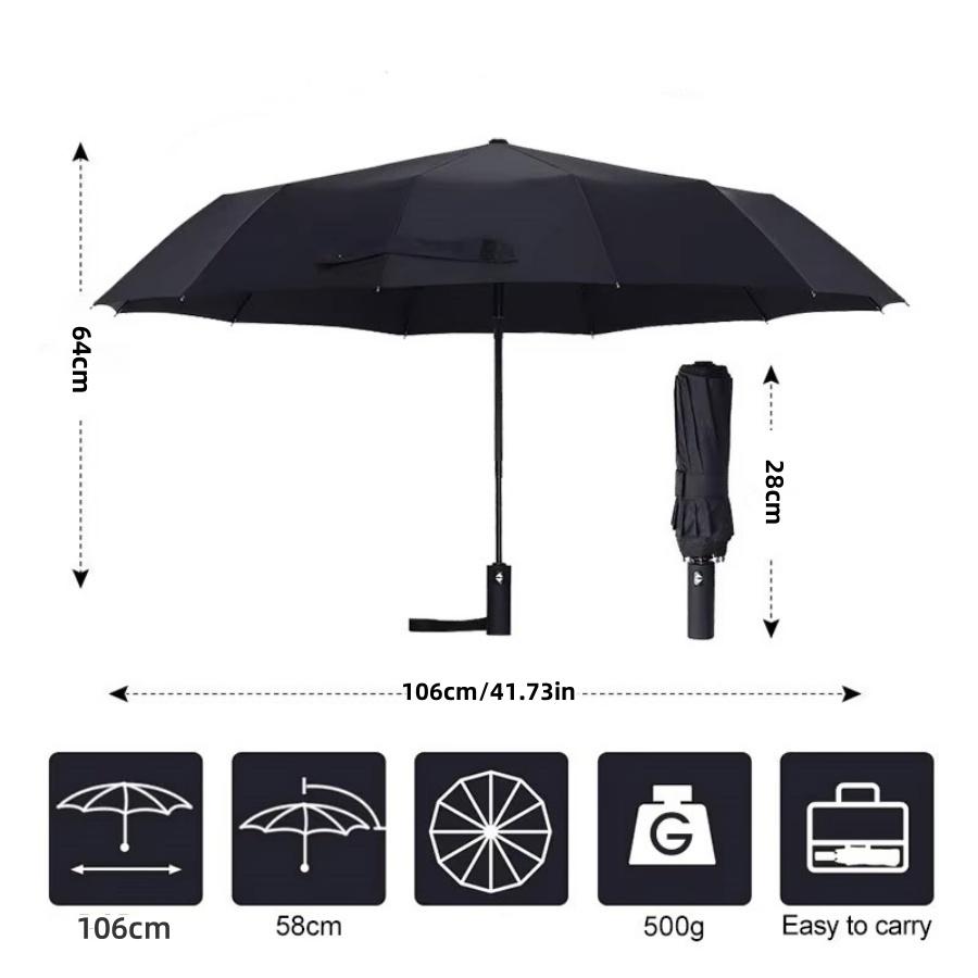 24 Bones 106cm Automatic Umbrella for Men and Women Outside Large Folding Rain and Sunshine Umbrella