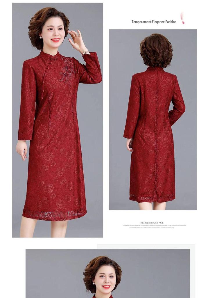 Elegant Spring Mother-in-law Wedding Qipao Dress - Formal Wear & Daily Skirt