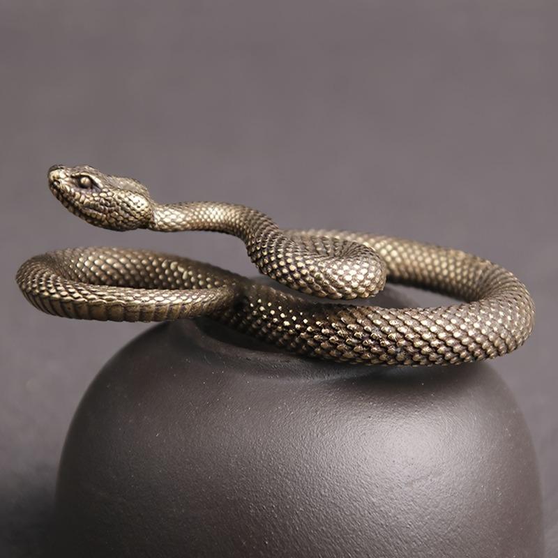3pcs Antique Brass Snake Tea Pet Ornament Small Copper Desk Decor Chinese Brass Craft Decoration.