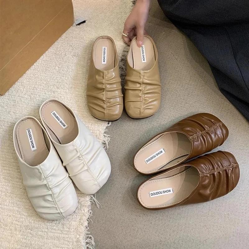 Fashion Flats Women Slippers Designer Summer Mules Shoes Slingback Sandals 2025 Fashion Woman Shoes Casual Flip Flops Mujer Zapatillas