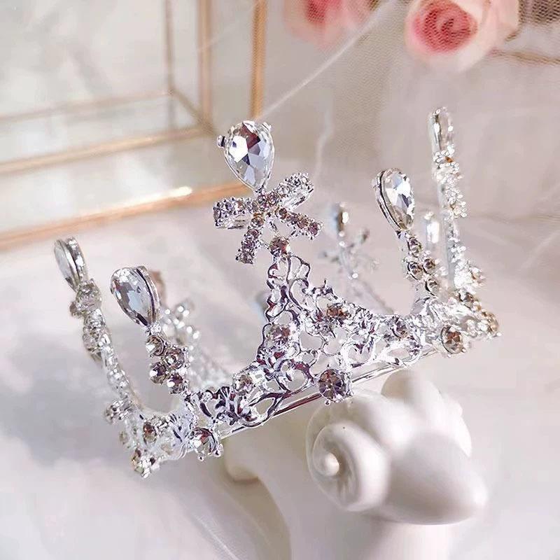 New Crown Tiara for Children Girls  Princess  Performance  Fashion Catwalk Round Crown  Alloy Sweet Hair Accessories