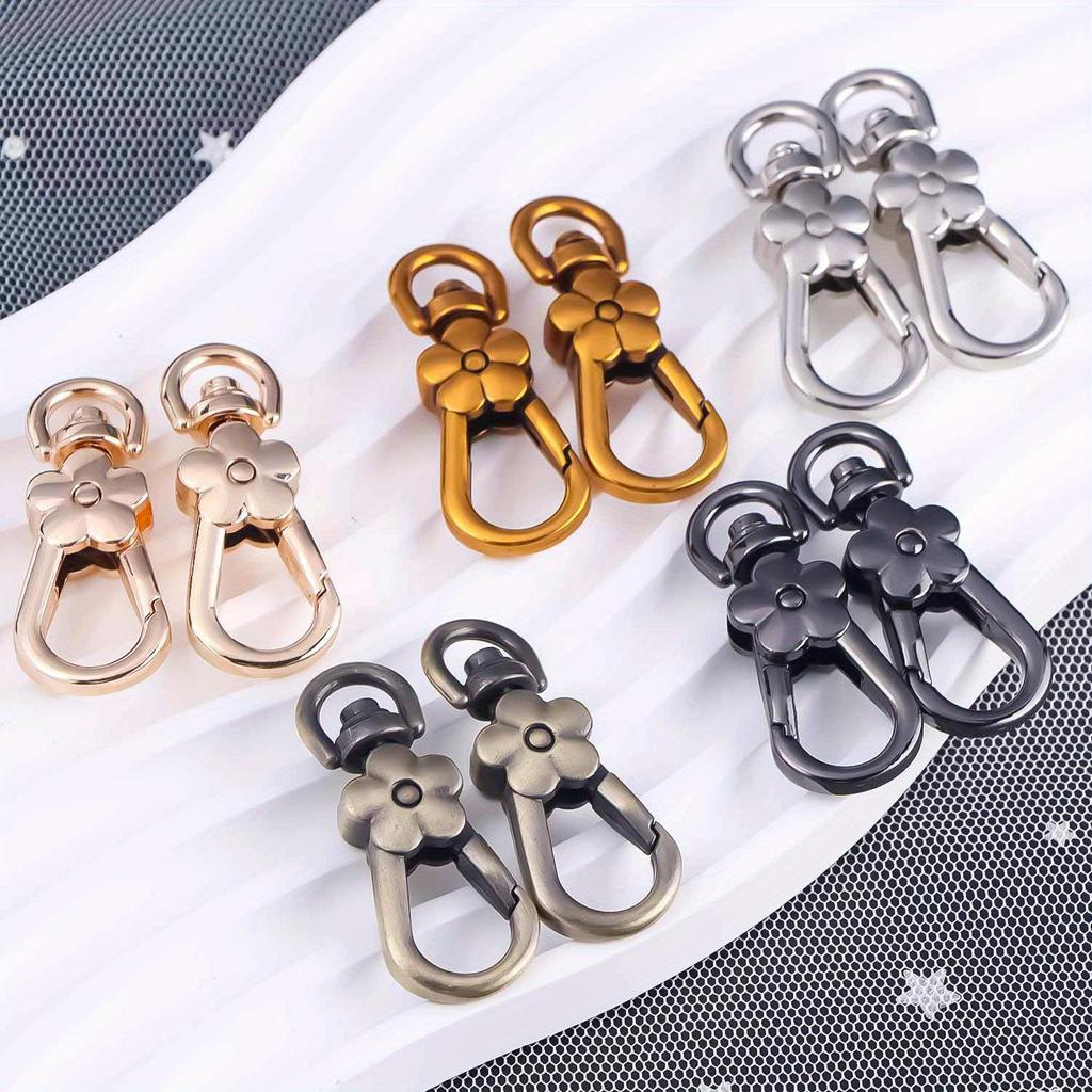 5 Stück Handtaschenverschlüsse Henkel Blume Karabiner Metallverschlüsse Drehauslöser-Clips Karabinerhaken Taschenschlüsselringe Schlüsselanhänger Taschenzubehör