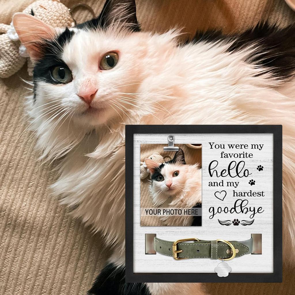 Pet Loss Gift, Memorial Sympathy Gifts for Loss of Dog, Pet Memorial Frame with Collar Holder, Cat Memorial Gift, My Hardest Goodbye