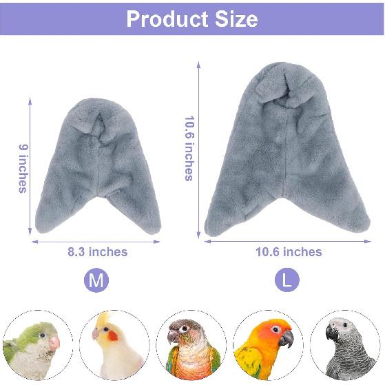 Cozy Bird Blanket Parrot Cage Snuggle Hut Warm Bird Nest House Bed Hanging Hammock for Parakeet Cockatiel Conure African Grey (Medium, Grey)