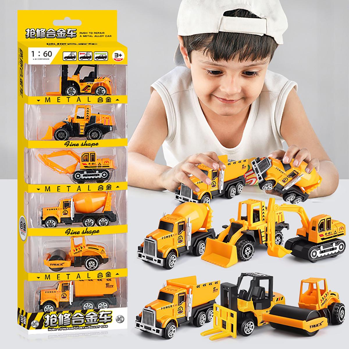 

Non-Toxic 6Pcs/Set Diecast 1:60 Alloy Car Model Toys Inertia Sliding Engineering Fire Truck Children Stoys Classic Construction Model Car