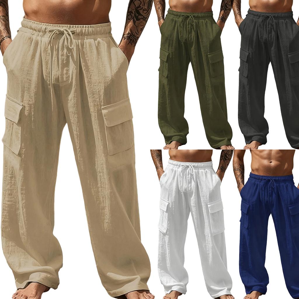 Pantaloni de lucru largi de agrement pentru bărbați, pentru sporturi în aer liber, cu buzunare multiple