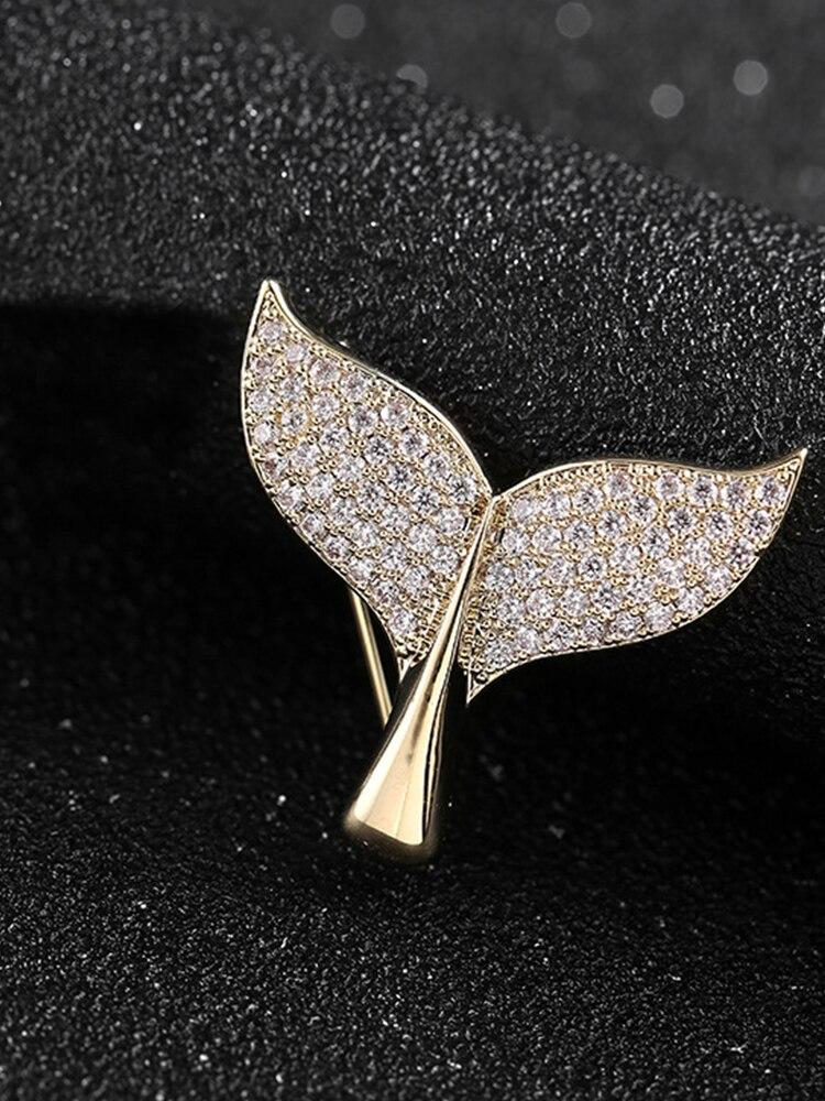 

Blucome кубическая брошь в форме рыбьего хвоста для женщин золотого цвета животное мужской костюм украшение золотой
