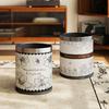 American Luxury High-Grade Large Leather Trash Can for Living Room, Bedroom, or Bathroom