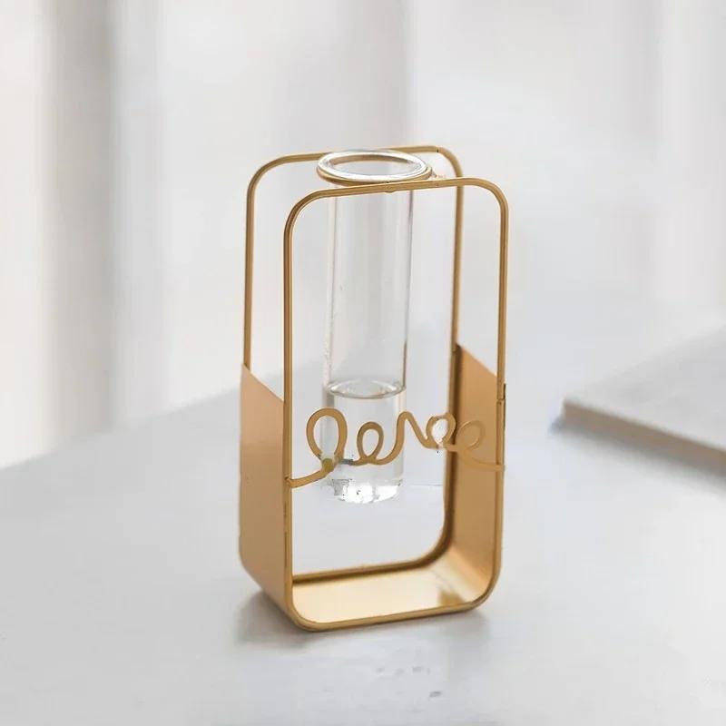 2025 Heiß Nordic Goldene Eisenlinie Vase Hydrokultur Pflanze Blumenvase Geometrische Kunst Deko Metall Pflanzenhalter Garten Modernes Zuhause Deko