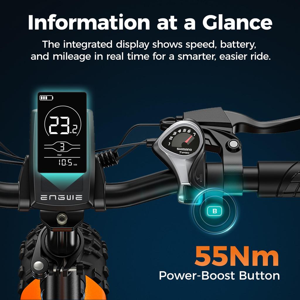 Bicicletă electrică pliabilă ENGWE, baterie 48V 13Ah, autonomie de 50-120 kilometri, anvelope late de 20 de inci, 7 viteze, EP-2 Boost.