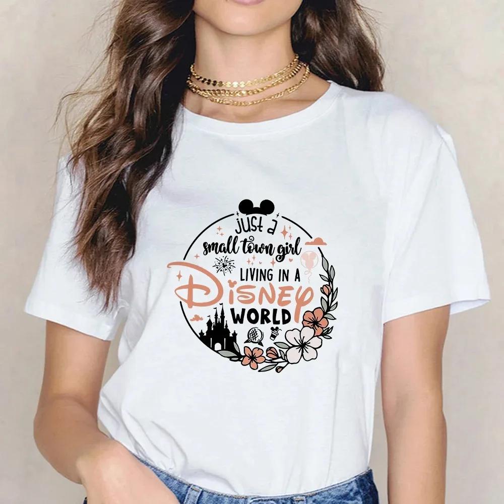Disney Castle 90S Tops Mickey Mouse Cotton T-shirts Pink Minnie Graphic Kid Shirt Fashion Blouses Summer Women Harajuku Clothing