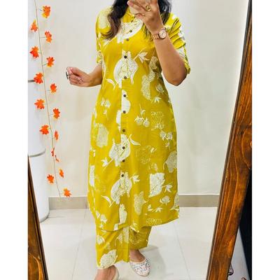 Indische Damen Designer Baumwoll-Kurti Party Wear Oberteil Tunika Designer Kurta Hosen Set VSO-1757 c