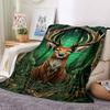 1pc Mystical Deer Print Flannel Blanket [Cozy Throw Blanket] For Sofa, Bed, Travel, Camping, Livingroom, Office, Couch, Chair, And Bed