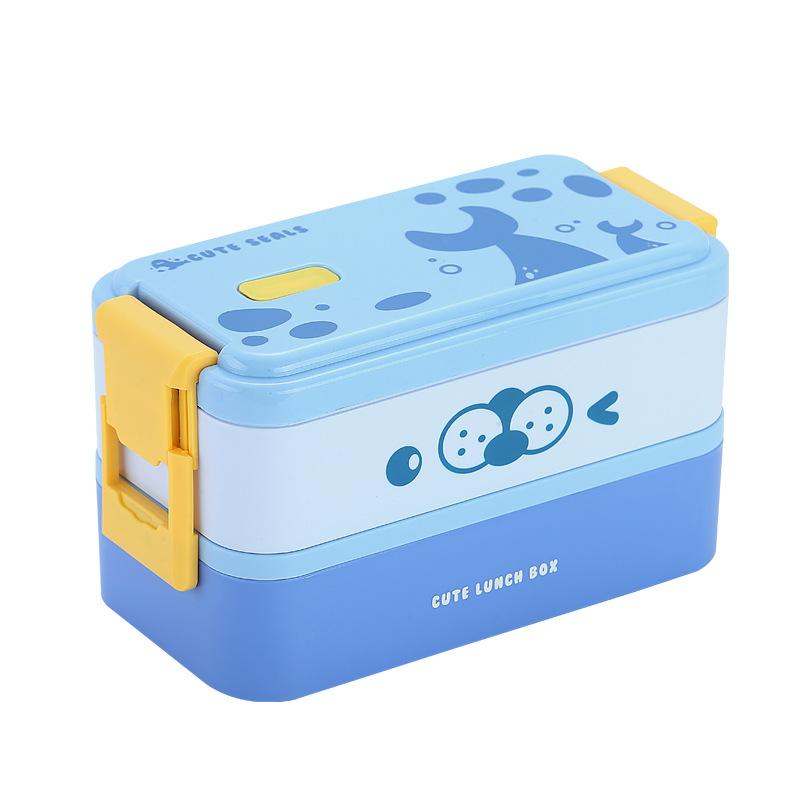 Children's Lunch Box, Cute Cartoon Compartmented Lunch Box, Double-layer Lunch Box, Microwaveable, Portable Student Lunch Box
