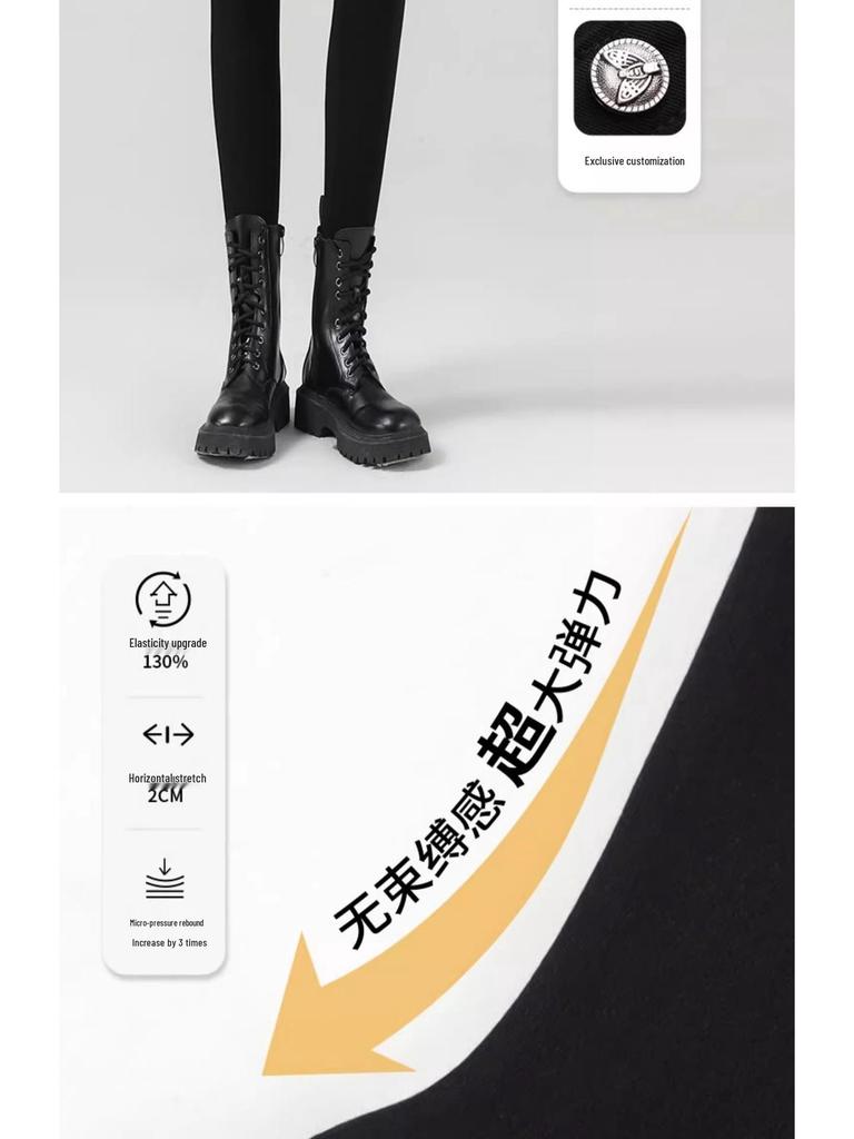 Women's 2025 High-Waisted Black Leggings - Elastic, Tight, Pencil Style for Spring