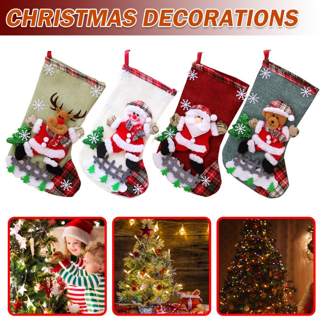 

PDTO Рождественские чулки с вышивкой, подарочная сумка, висячие чулки на дереве для камина