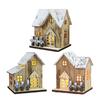 Illuminated Christmas Ornament Wood House Figurine Ornament Desktop Decorations for Holiday Decorations or Gift