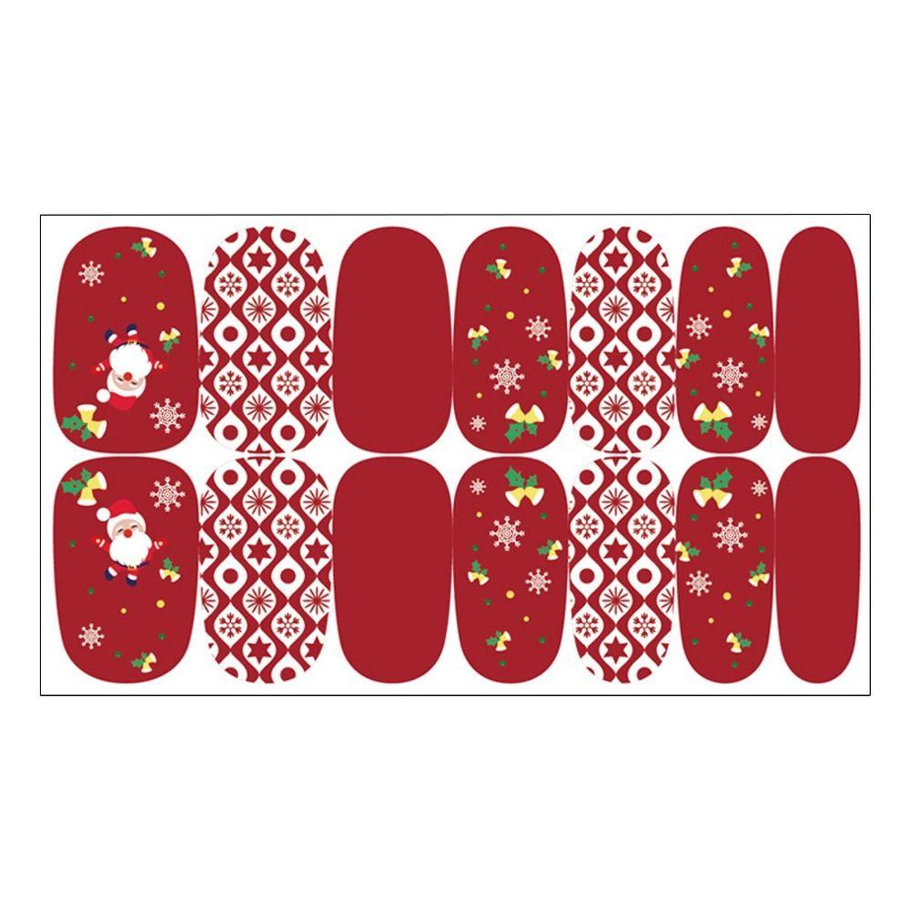 1Seet/14PCS Nail Art Christmas Nail Stickers Self-Adhesive Nail Polish Strips Full Stickers DIY