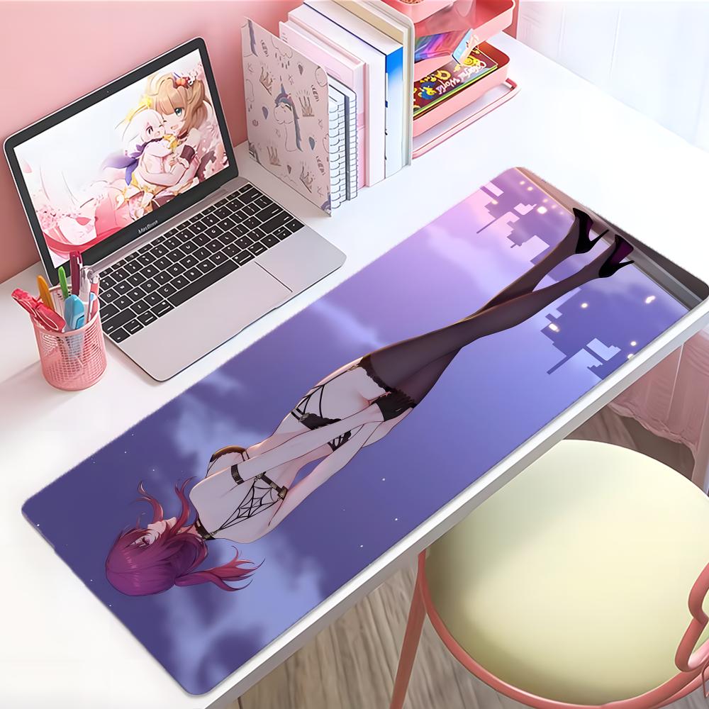 Gaming Mouse PadDesk MatAntislip BaseStitched EdgesPurple Hair Anime Girl Collage Print Keyboard Pad for Gamer Home Office