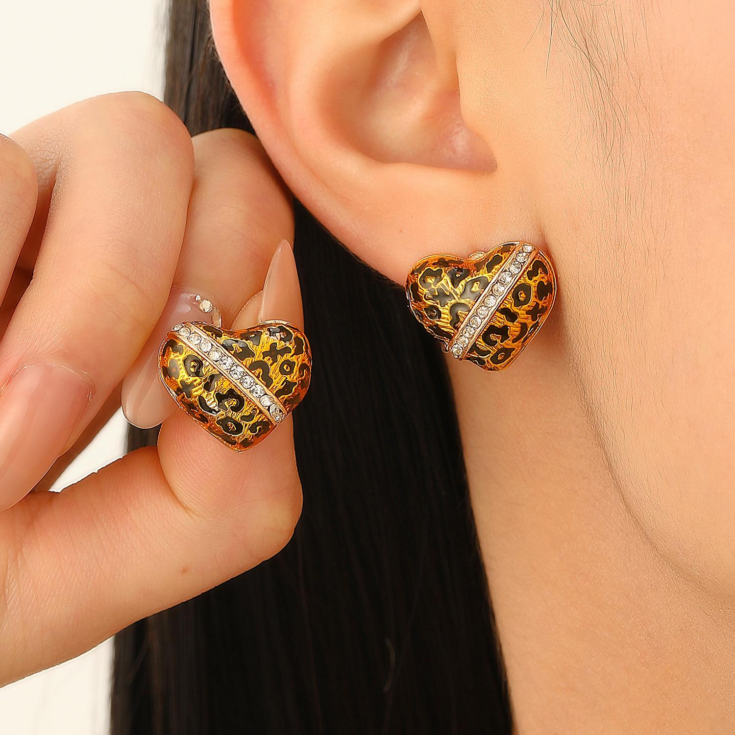 

Геометрическая простота Роскошные серьги с леопардовым принтом, глазурованные майоликой, для женщин 1 pair