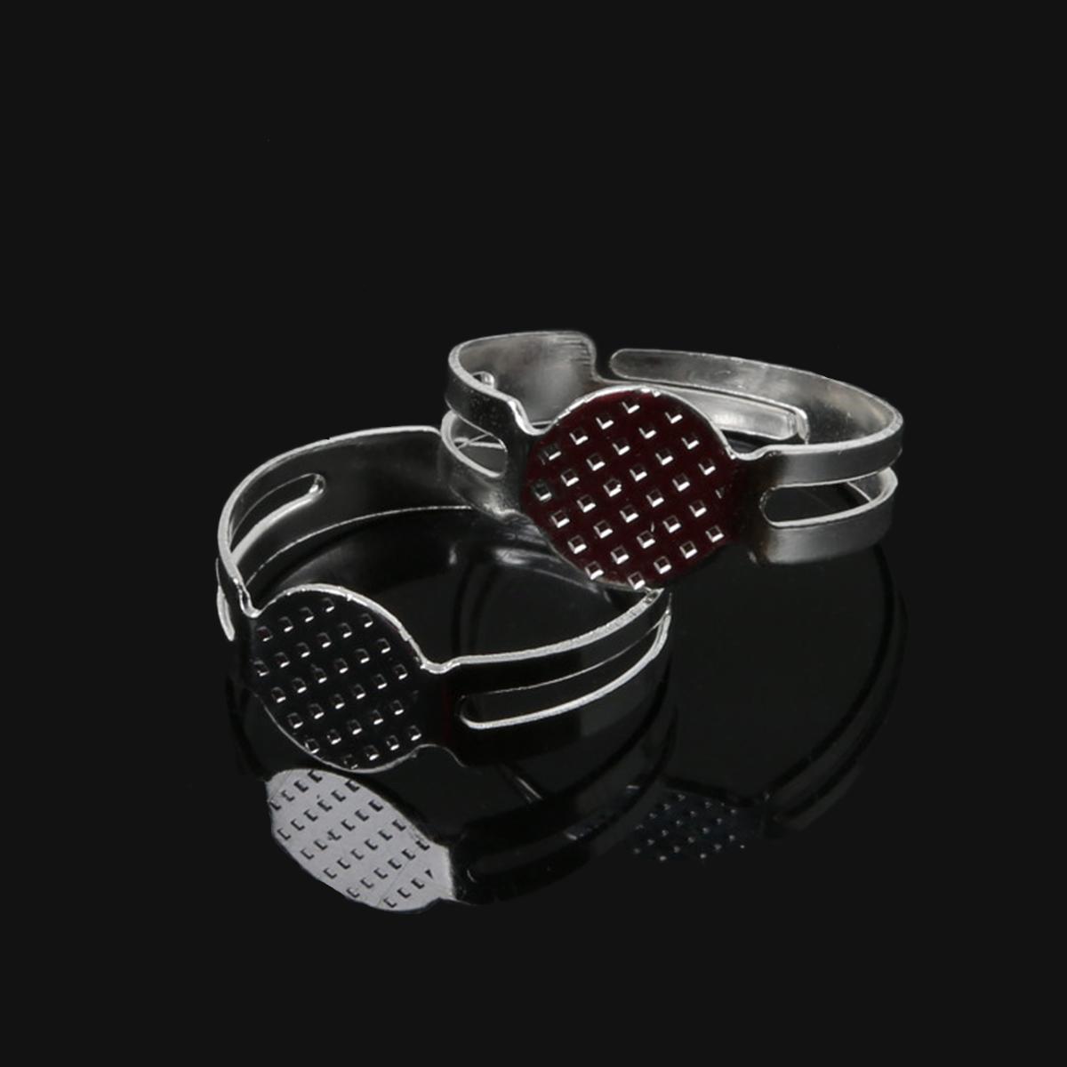 

40 шт. открытое кольцо с подушечкой, регулируемая 18 мм, плоское основание кольца, золото, серебро, бронза, покрытие для изготовления ювелирных изделий серебряный