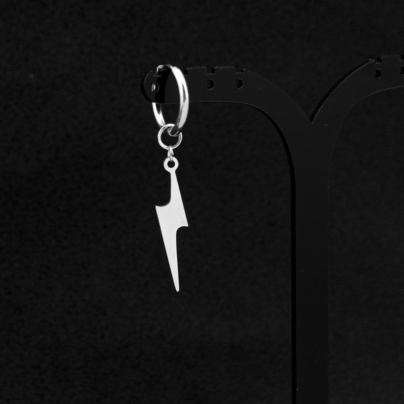 Punk Stainless Steel Earrings for Men Women Gothic Rhomb Lightning Geometry Drop Ear Clip Earrings Pop Hip Hop Piercing Jewelry