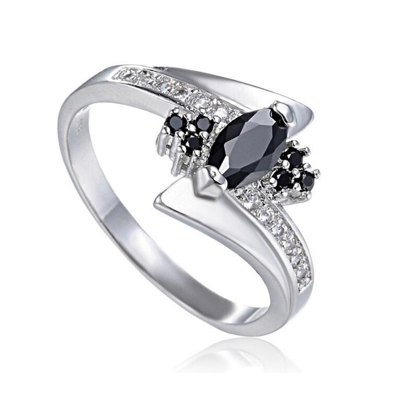 Buy WomenFashion Filled CZ Crystal Black Rhinestone Ring Faceted ...
