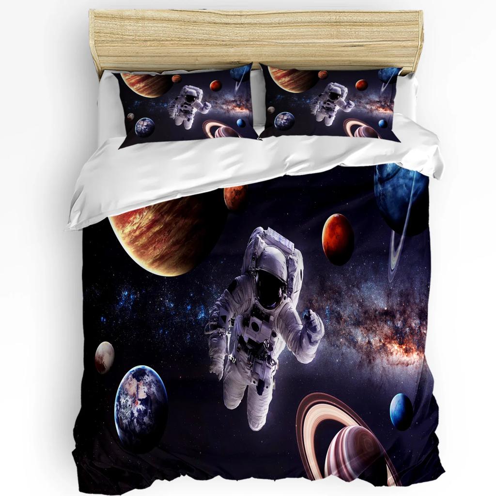 Comforter Cloud Universe Moon Space Bedding Set 3Pcs Boys Girls Kids Adult Double Bed Set Home Textile