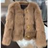 2026 Women Winter Fashion New Faux Fox Fur Coat Metal Button Thickened Warm Tops