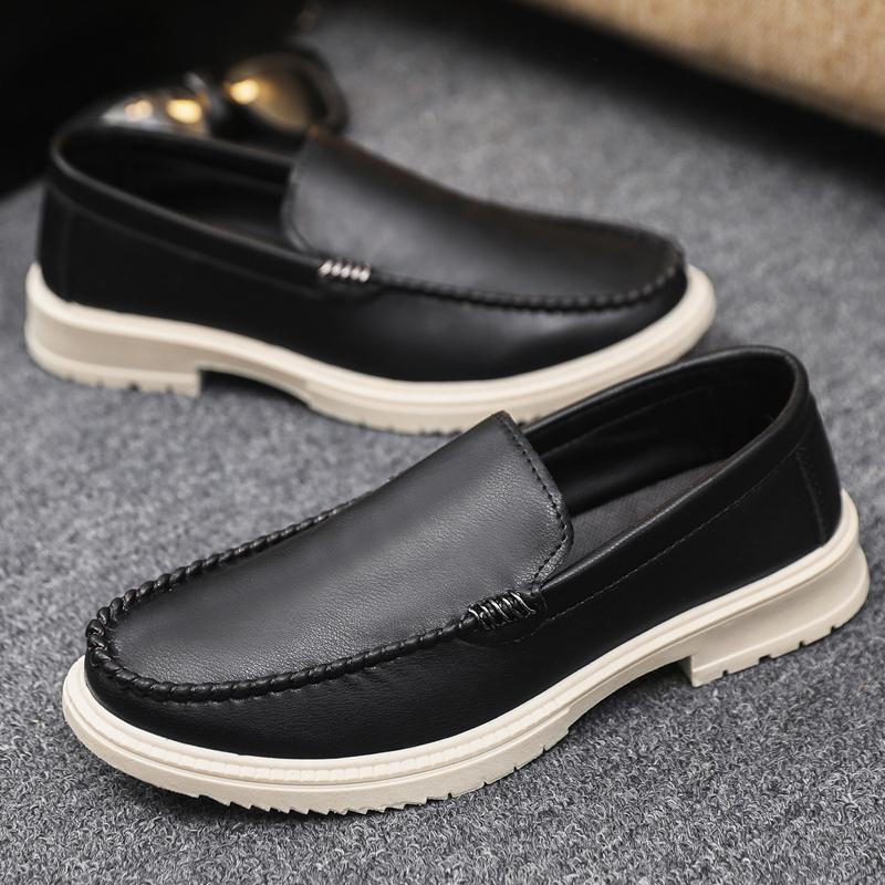 

High Quality Spring Autumn Men Loafers Soft Leather Shoes Men Casual Shoes Sneakers Slip on Flats Driving Shoes chaussure hommes 39 чорний