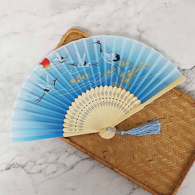 New Chinese Style Silk Fan Bamboo Antique Folding Fan Summer Female Dance Fan Portable Fan Hand Fan Durable Household