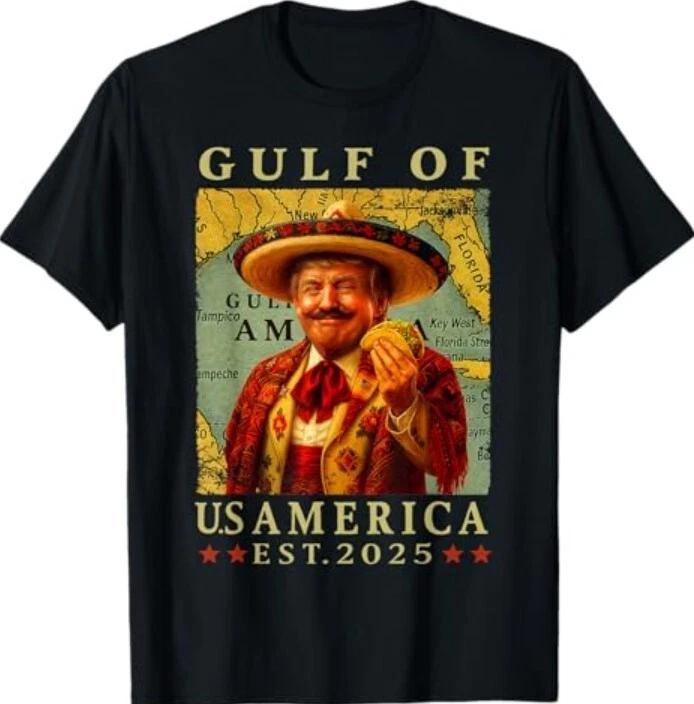 Retro Gulf Of USA America Mexico Trump Mexico Taco Funny T-Shirt L