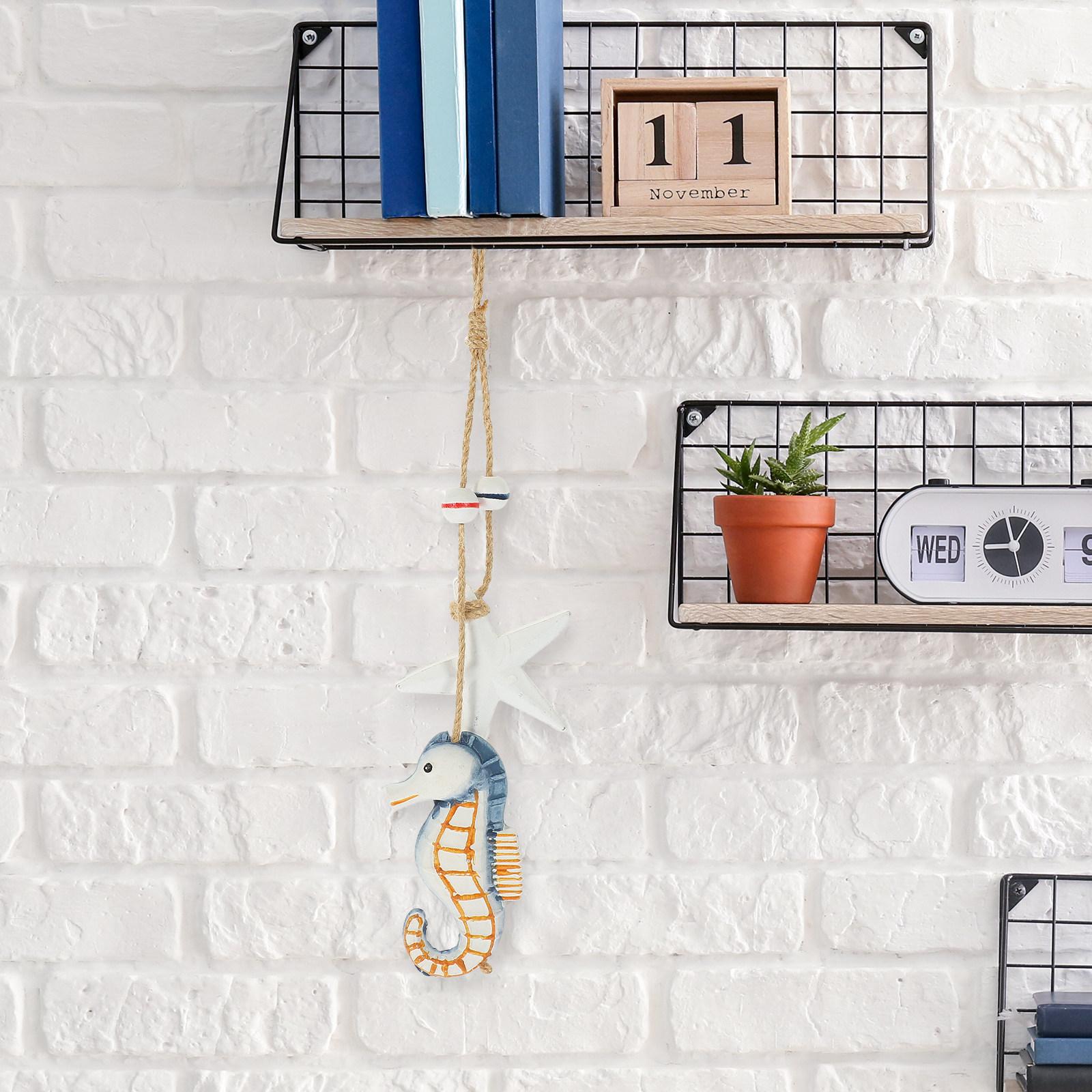 

Wooden Nautical Hanging Pendant Mediterranean Sea Inspired Wall Art Decor Rustic Beach Room Ocean Themed Nursery Bathroom Decor 34X9CM