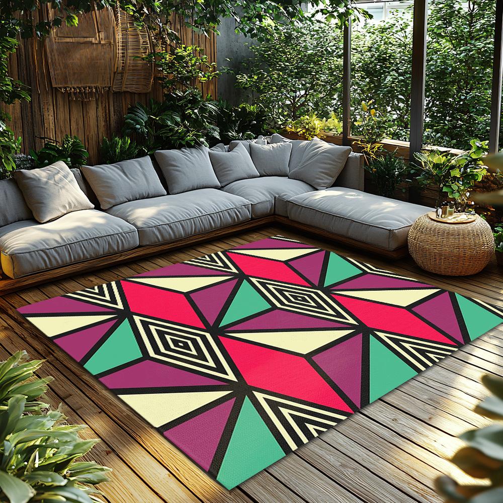 Geometrisches Muster Fußmatte Innen Außen Teppich Waschbare Bodenmatte Eingangsteppich Heimdeko Moderner Abstrakter Teppich Stilvolles Zubehör