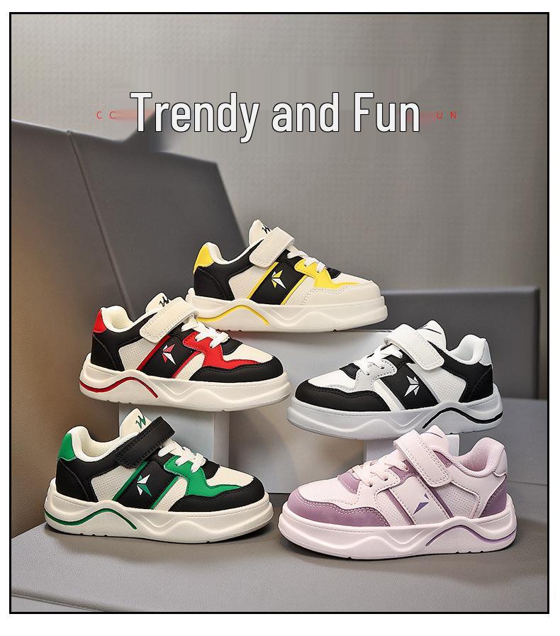 Shuangxing Boys' Waterproof Leather Skate Shoes - 2025 Spring/Autumn Trendy Low-Top Sports Sneakers
