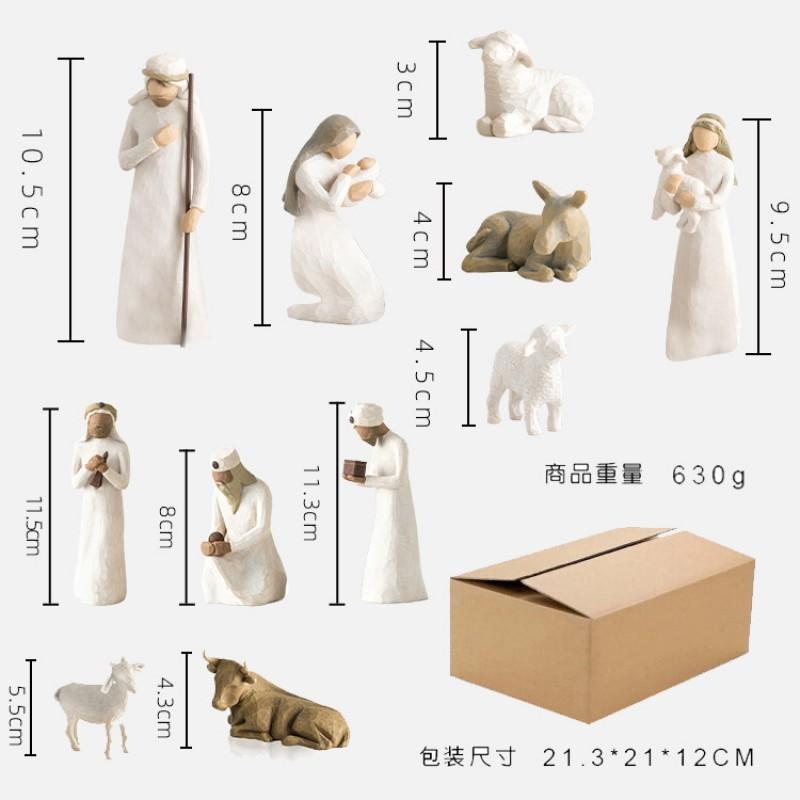 Resin Nativity Scene Set Christmas Tabletop Decoration 20-Piece Figurine Collection With Manger Stable