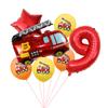Fire Truck Aluminum Film Digital Balloon 7Pcs Birthday Party Decoration Balloon Venue Arrangement Set