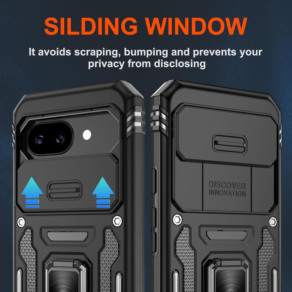 Slid Camera Protector Armor Phone Case For Google Pixel 10 Pro XL 8 7 9 Pro Pixel 9A 8A 7A Magnetic Metal Ring Holder Back Cover