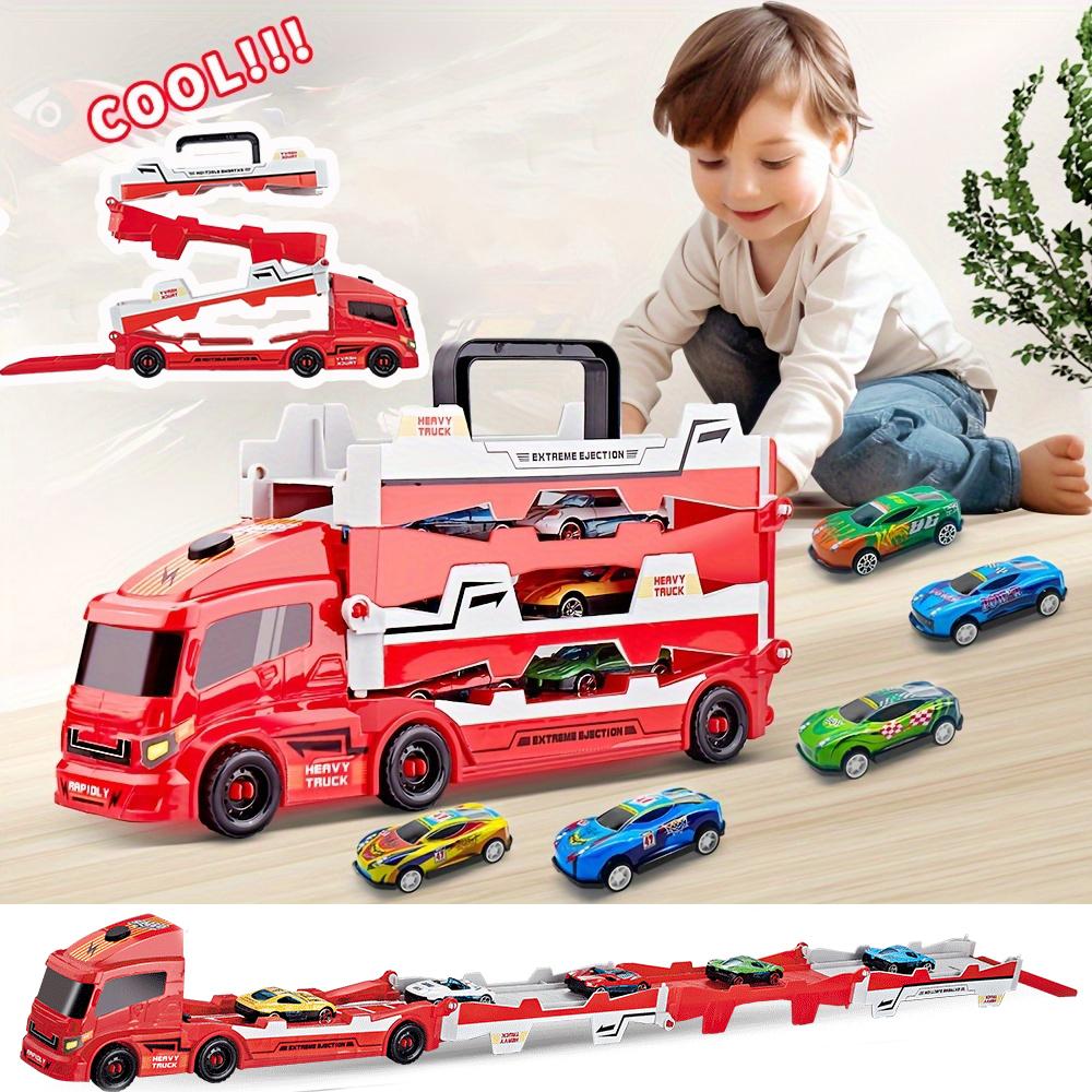 New Launching Car Tow Truck Kids Toy, 6 Small Car Set, 35.4 inch Super Long Size, Develops Organizing and Hands-On Skills, Gift.