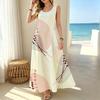 Women's Beach Maxi Dress Loose Sleeveless,Lightweight Breathable Simple Floral,Stylish Elegant Outfit for Daily Casual & Beach Vacation