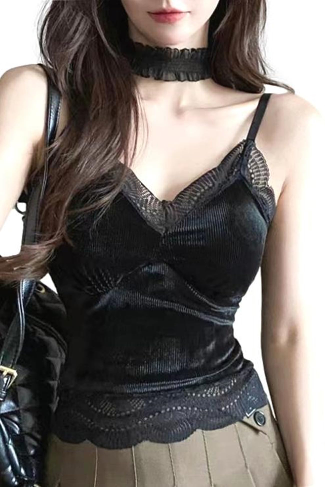 

Бархатная майка-бра с сексуальным кружевным нижним бельем для красивой a-fua Cami, Чашки, Отделка, Майка для демонстрации, Грудь, Осень/Зима (черный) чёрный