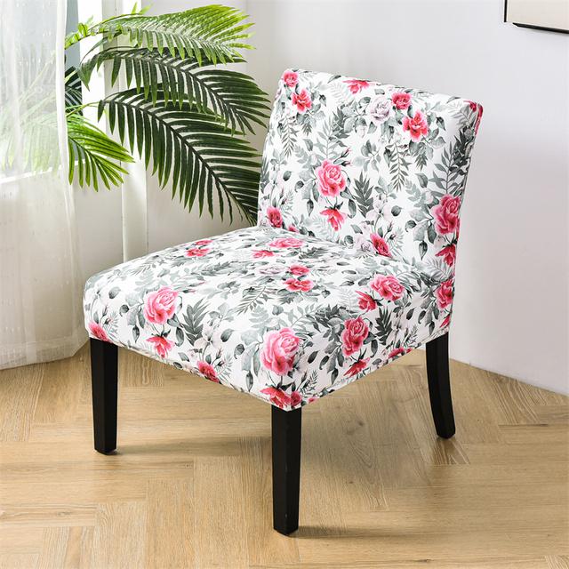 Accent Armless Chair Cover Plants Leaves Single Sofa Stool Slipcover Nordic Stretch Chair Covers Elastic Couch Protector Cover