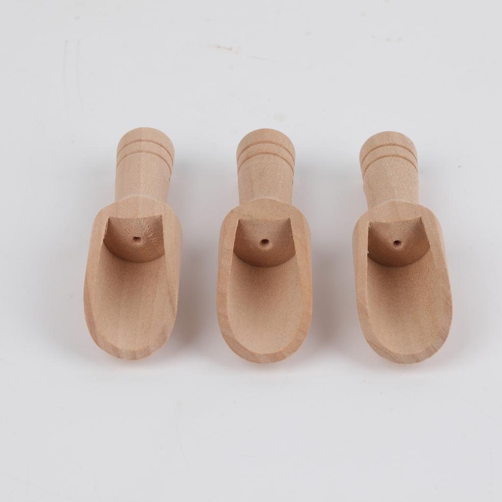 Natural Solid Wood Small Spoon Measuring Scoop for Milk Powder Bath Salt Medicine Coffee Tea Seasoning 3-Pack