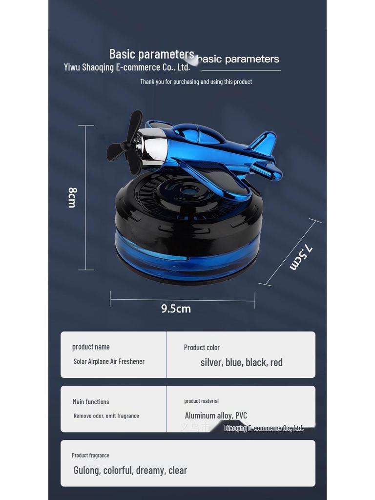 Solar-Powered Car Airplane Aroma Diffuser: Long-Lasting Fragrance for Car Console Ornament.