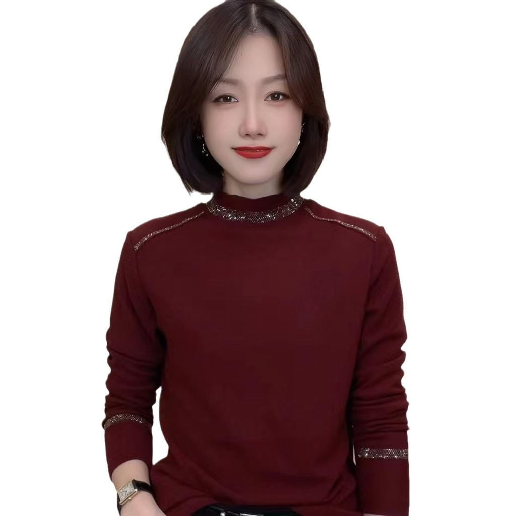 2025 autumn and winter new velvet top t-shirt bottoming shirt women's German velvet versatile inner backing