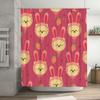 Cute Cartoon Bunny Rabbit Design Shower Curtain For Bathroom Decor Home Supplies Accessories Pink Color With Strawberry Heart Pa