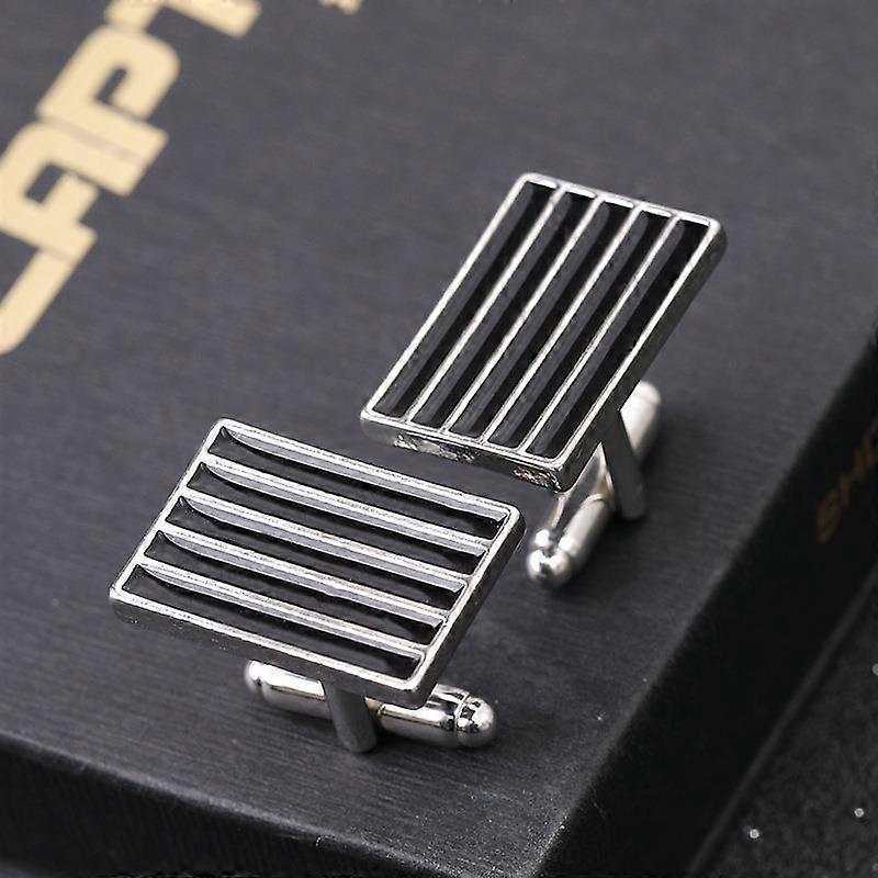 Stylish men's French business shirt, black striped tie clip, cufflinks, source alloy