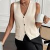 Summer Women's Knitted Vest V-neck Single-breasted Pocket Sleeveless Top Loose Women's Vest