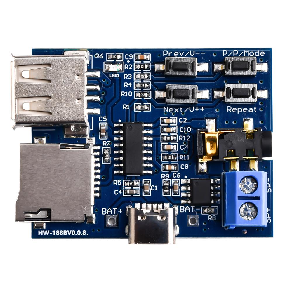 TF Card U Disk Play MP3 Decoder Player Module with Audio Amplifier Decoding Player Module USB 5V Power Supply