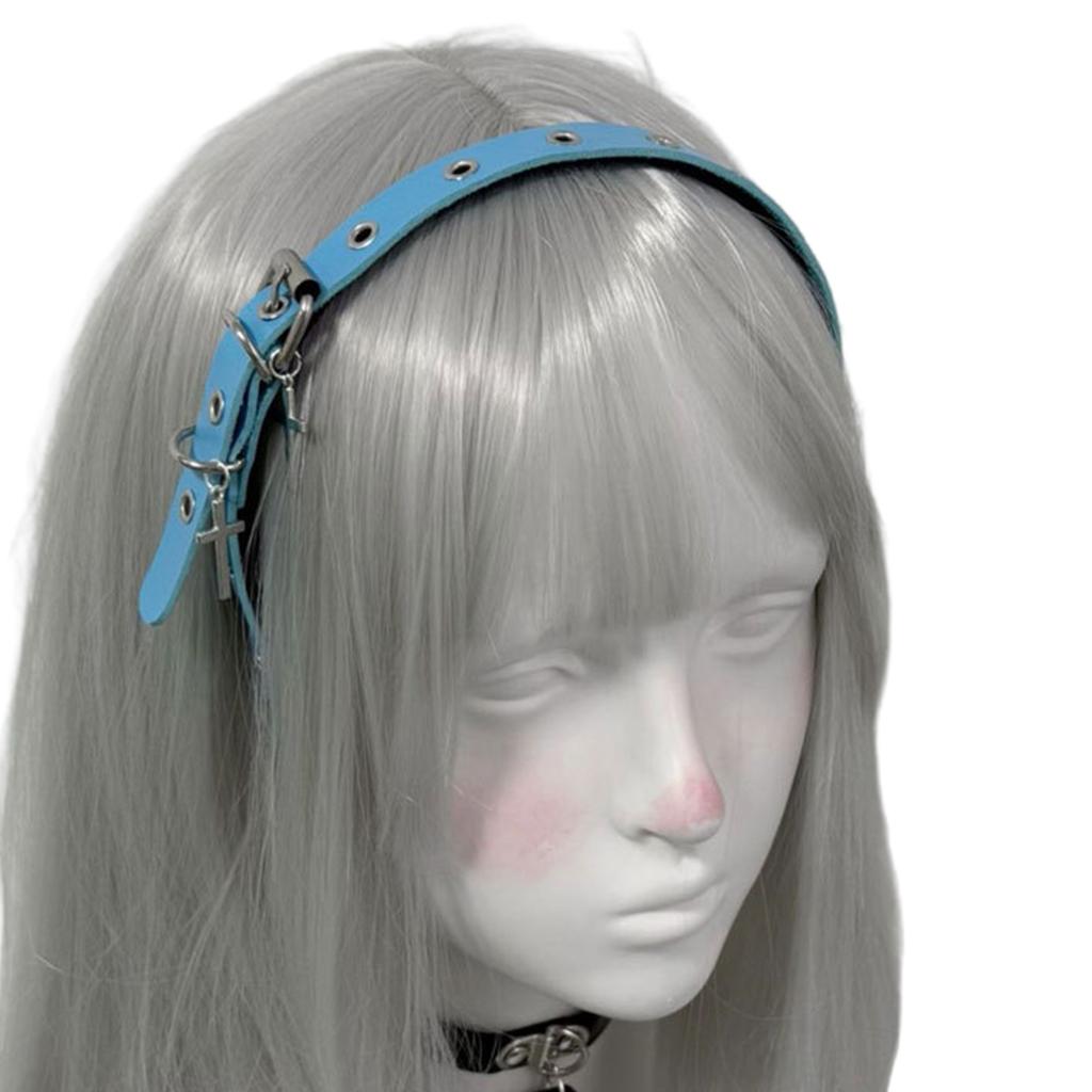 Punk Gothic Cross Design Leather Headband For Women Daily Use Cosplay Y2K Fashion